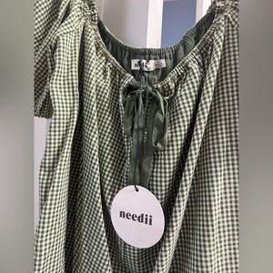Green Gingham Women's Romper